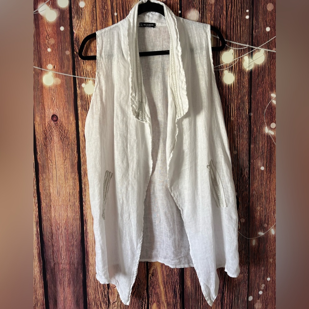 Bella Amore Made in Italy Linen White Vest